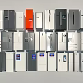 Refrigerators and Freezers in Various Colors and Different Styles Neatly Arranged in