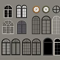 Various Window Designs With Arched Circular And Double Styles In Black White Brown