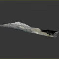 Detailed Mountainous Terrain Model With Blue White Layers And Yellow Flowing Ridges