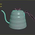 Stainless Steel Kettle With Long Spout Curved Handle And Layered Reflective Design