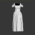 Man Displaying White Long Dress 3D Model on Gray Background with Reflective Floor