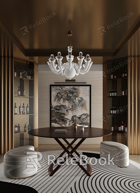 Classical Light Luxury Wine Tasting Area model