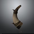Vintage Horn Style Equipment With Brown Leather Straps And Brass Accents