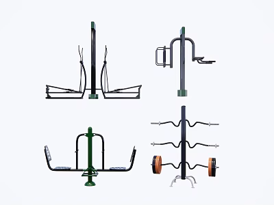 Outdoor Sports Equipment Including Pull Up Bars Parallel Bars And Leg Exercise Machines 3d model