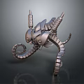Futuristic Mechanical Octopus Creature Detailed 3D Model With Metallic Tentacles And Robotic Joints