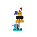Industrial Mechanical Device Featuring Red Blue Yellow Black Components And White Supports Multi layer Structure 3d model