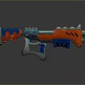Vibrant Modern Weapon Featuring Red Blue Black Color Scheme and Sleek Design