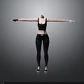 Black Sports Bra Leggings And Sneakers Sporty Casual Outfit On Model