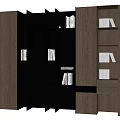 Modern Dark Bookcase Contemporary Design With Multiple Open Shelves And Closed Cabinets