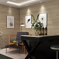 Modern Conference Room With Wooden Walls Long Table Chairs Projector Screen And Plants