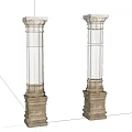Classic White Columns With Decorative Capitals And Stone Bases For Architectural Design 3d model
