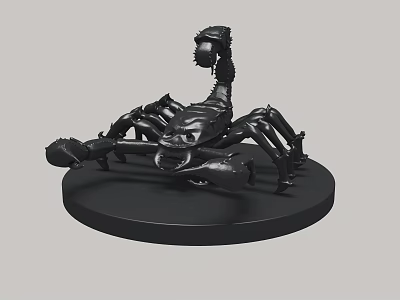 Black Scorpion Shaped Decorative Ornament Set With Circular Base And Intricate Design 3d model