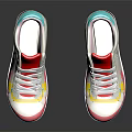 Stylish White Sneakers With Red Pink Yellow Blue Accents And White Laces