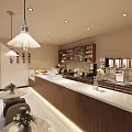 Modern Bubble Tea Shop Interior With Counter Tables Chairs Fruit Display And Menu Board