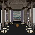 New Chinese Style Negotiation Area Sales Department Negotiation Area Reception Hall Sofa Coffee Table Combination Sand Table Front Desk Display Cabinet 3d model