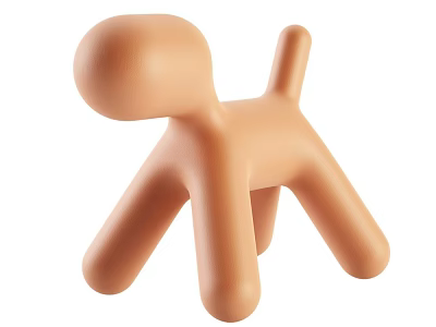 Orange Dog Shaped Decorative Toy Figure With Smooth Surface For Home Decoration 3d model
