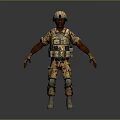 Game Movie Character Soldier In Camouflage Uniform With Tactical Gear Helmet Knee Pads White Boots