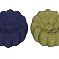 Yellow and Blue Single Sofa with Round Puff Pumpkin-like Design and Textured Fabric