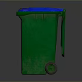 Assorted Colored Trash Bins Black Brown Blue Green Placed Side by Side on Gray Background