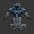 Fantasy Mythical Warrior With Crystal Spiked Armor Intricate Design Standing Pose