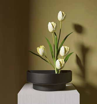 New Chinese Style Flower-arranging Vase Ornaments Japanese Style Flower-arranging Small Original Zen Tulip 3d model