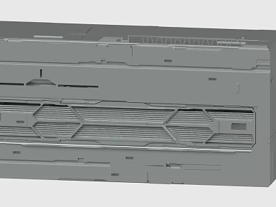 Gray Industrial Mechanical Component With Geometric Grille And Structural Details 3d model
