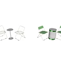 Green Folding Chairs With Metal Barrel Table Set Featuring Green Labels