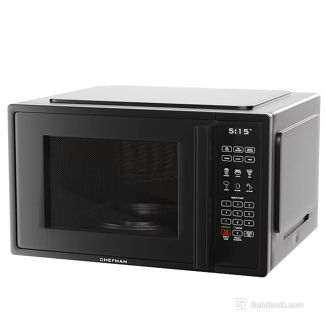 Black modern kitchen appliance microwave oven with digital control panel and 3d model