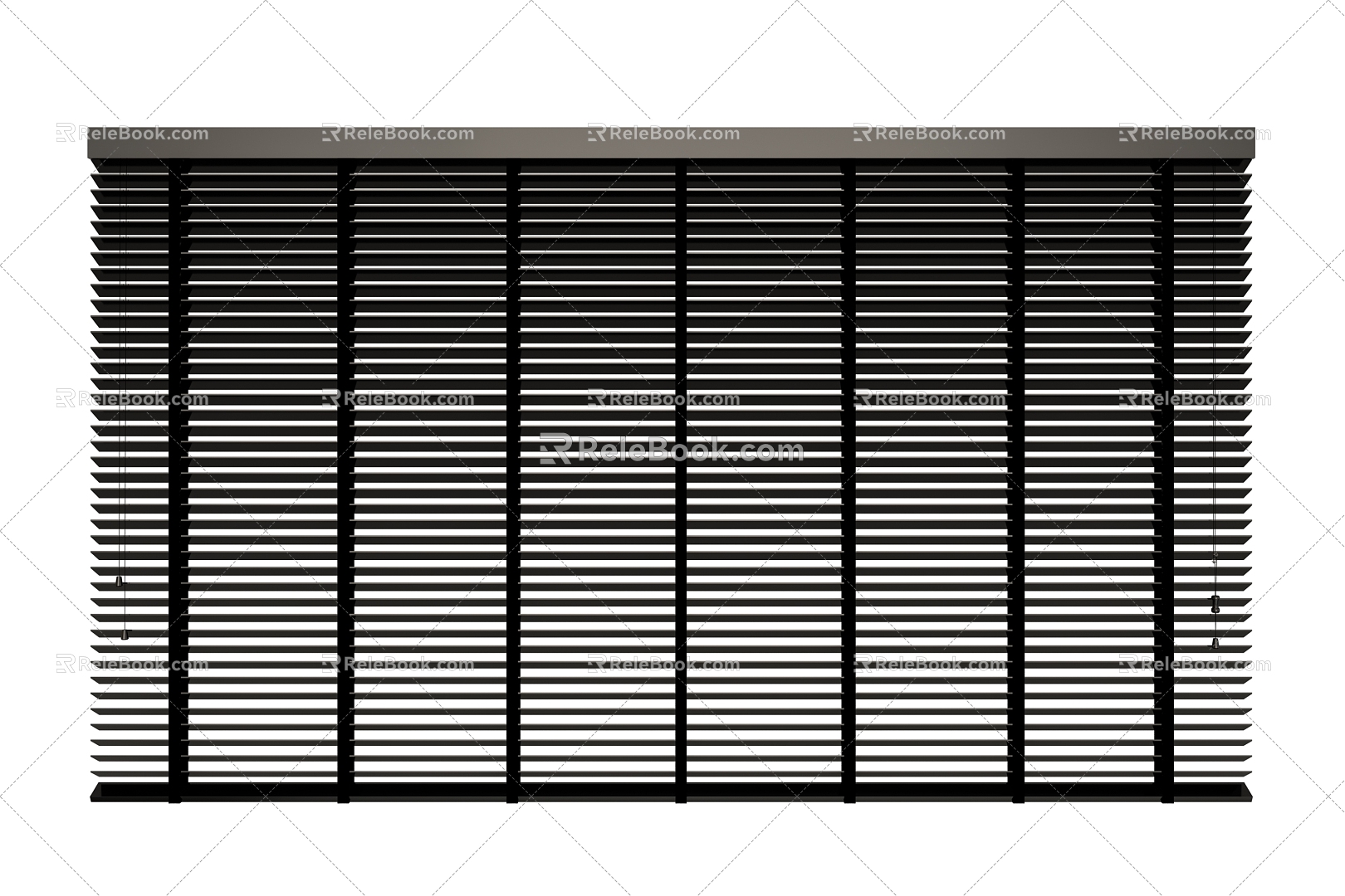 Solid wood venetian blinds ladder with black 3d model