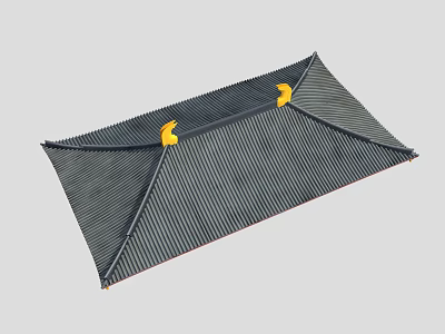Sloped Roof Panel Construction With Striped Texture And Yellow Fasteners 3d model