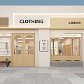 Modern Clothing Store Interior With Wooden Display Counter Mannequins Clothing Racks And White Walls