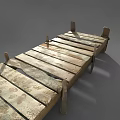 Old Rustic Wooden Pallet With Weathered Planks And Wooden Posts