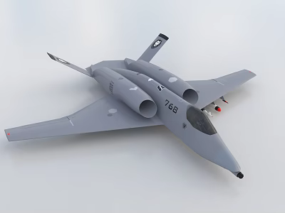 Gray Fighter Jet Model With Twin Engines Sleek Design Number 7169 On White Background 3d model