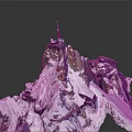 Snowy Mountain Terrain With Rocky Peak Red Tower And Snow Covered Slopes