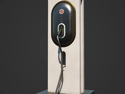 Parking Lot Featuring Electric Vehicle Charging Station with Connected Cable 3d model