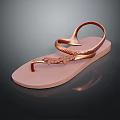 Copper Strapped Pink Flip Flops With Flower Design For Casual Summer Wear
