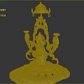 Golden Ganesha Statue With Decorative Bell Candle Holders And Lotus Base