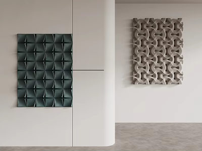 Modern Geometric 3D Wall Decor With Dark Green And Beige For White Interior Walls 3d model