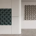 Modern Geometric 3D Wall Decor With Dark Green And Beige For White Interior Walls