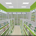 Specialty Store Interior With Green Walls Bright Lighting Shelves Full Of Products And Counters