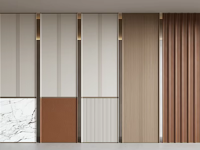 Modern Interior Wall Panel Design With Striped Patterns And Mixed Material Finishes 3d model