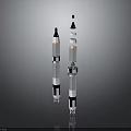 Modern Aerospace Rocket Equipment Featuring Dual Models With White Black Orange Stripe Design