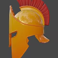 Classic Greek Style Helmet With Orange Body And Red Crest Fashion Accessory