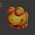 Cartoon Green Frog Toy Character Featuring Big Eyes Smiling Expression And Shiny Surface