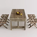 Log Style Outdoor Furniture Table and Chair Table and Chair Combination Furniture Combination Outdoor Table and Chair Solid Wood Furniture Rooftop Garden Outdoor Log Wood Board 3d model