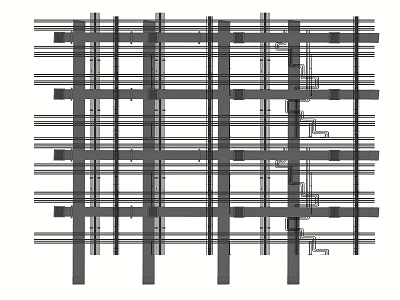 Grid Pattern Ceiling Design With Framework Structure And Installation Elements 3d model