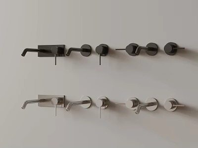Modern Faucets In Black Silver With Various Styles For Bathroom Kitchen Wall Mounted 3d model