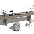 Modern Tea Table and Chair Tea Table and Chair Combination Stool Tea Set Ornaments 3d model