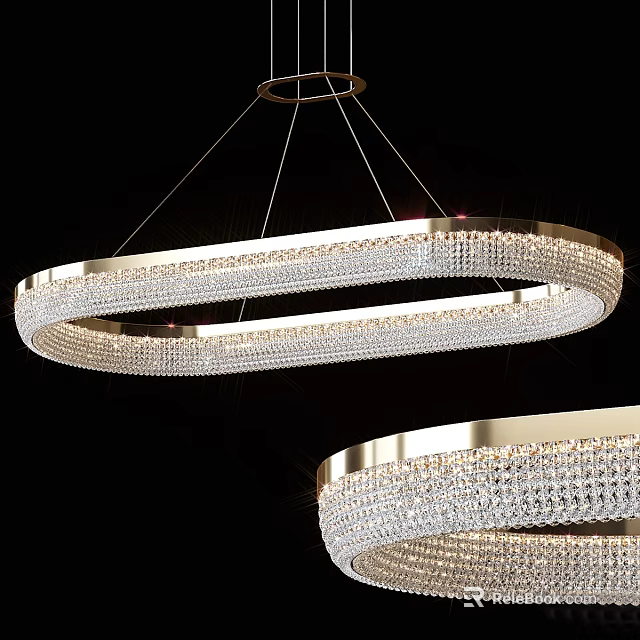 Elegant Modern Crystal Chandelier With Circular Metal Frame And Sparkling Crystals For Interior Decoration 3d model 