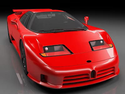 Red Sports Car With Sleek Aerodynamic Body And Front Headlights Design 3d model